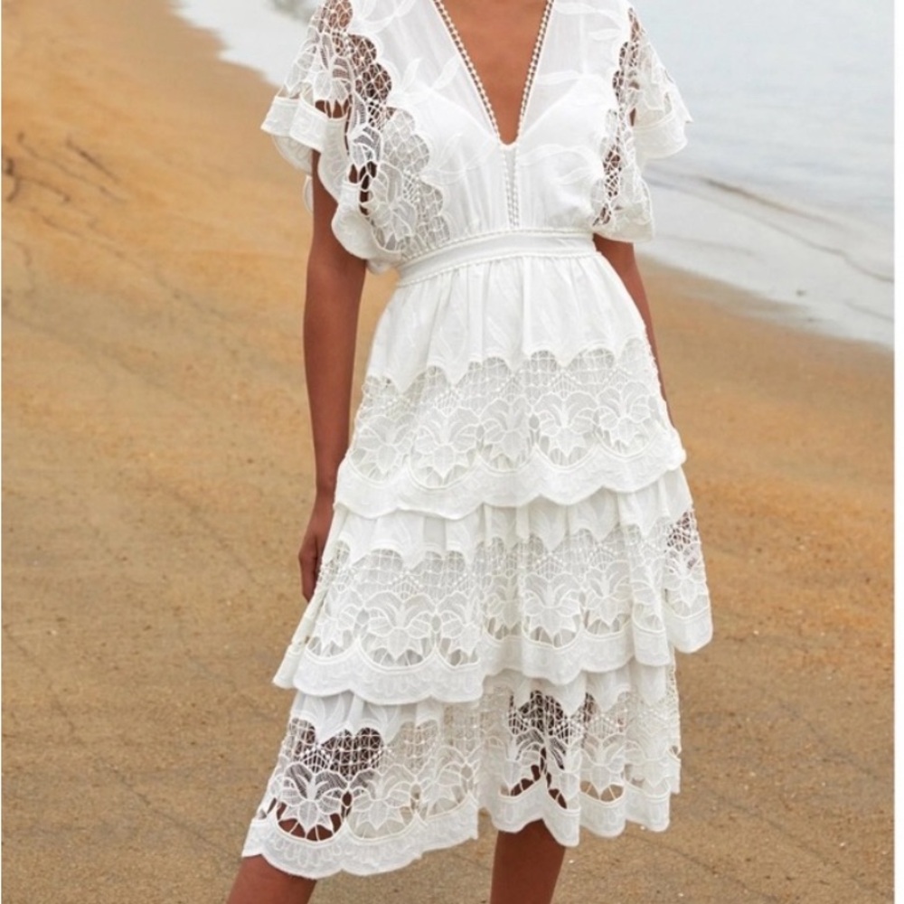 Farm Rio white Guipurre dress